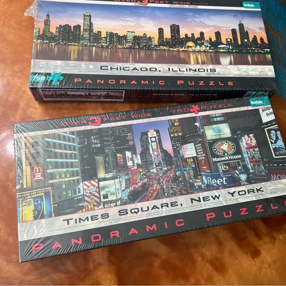 NWT Buffalo Games Panoramic Puzzles NY Times Square and Chicago Skyline - Picture 9 of 13